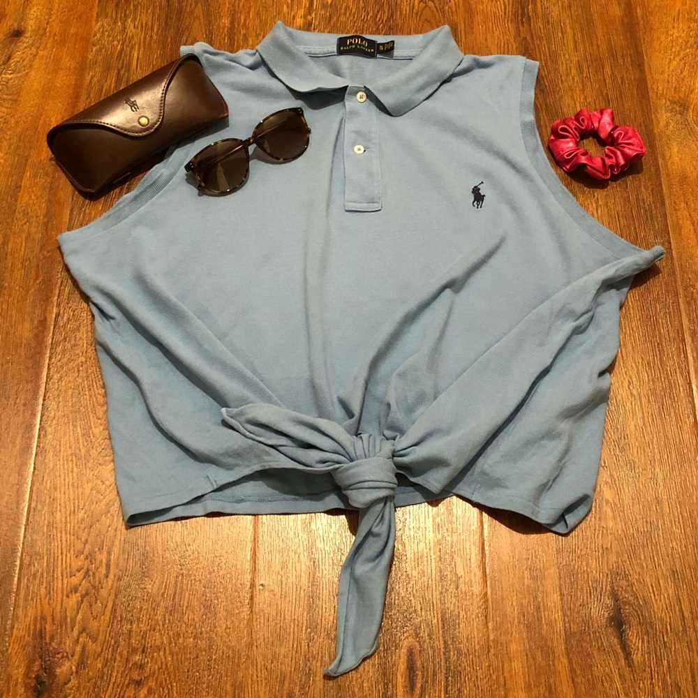 👕 Polo Ralph Lauren Cropped Tie-Up Ladies Top